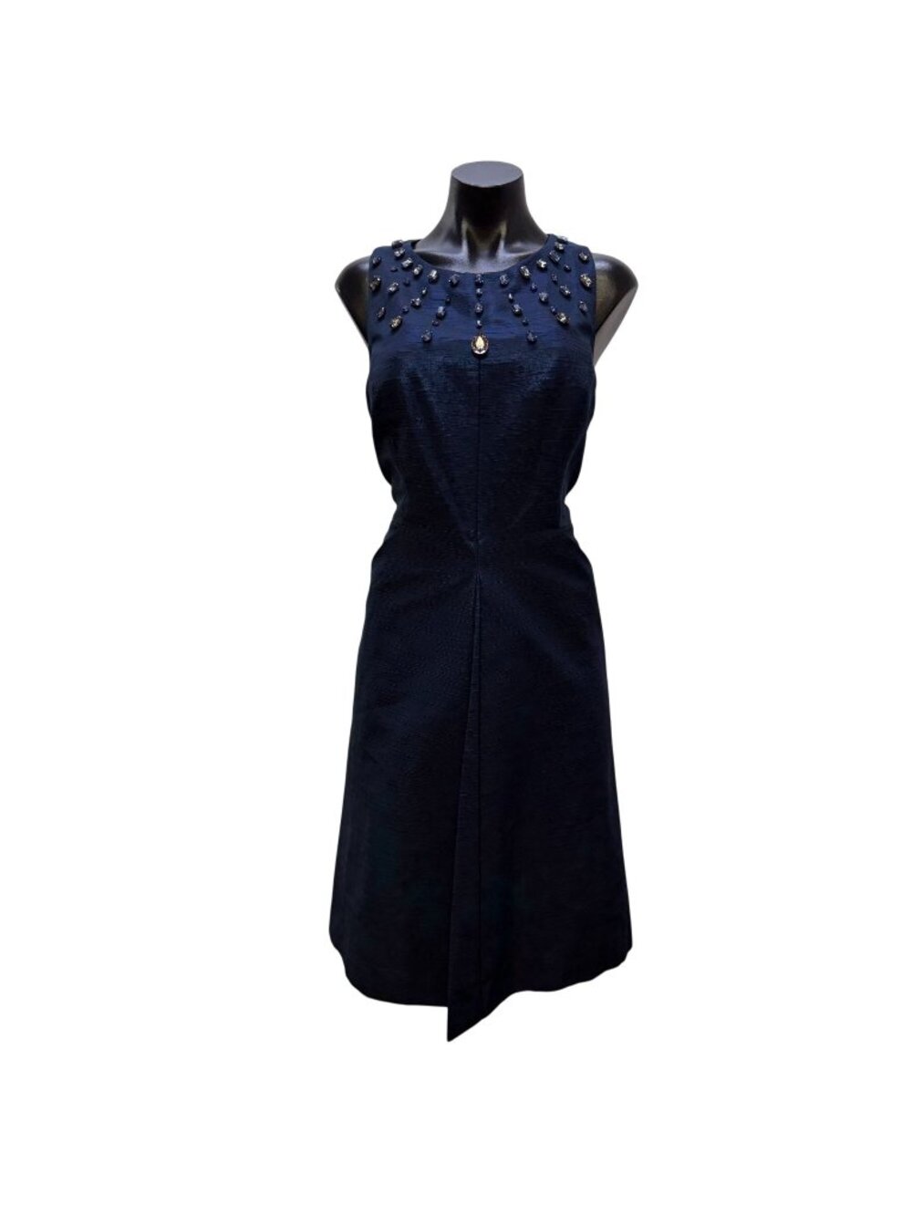 Kay Unger Navy Embellished Sleeveless Dress Size 12